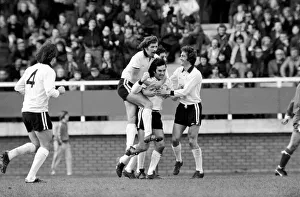 Division Two football Fulham v Chelsea 1976 / 77 season. Fulham won the match three one