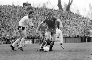 Division Two football Fulham v Chelsea 1976 / 77 season. Fulham won the match three one