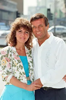 DJ Tony Blackburn and Debbie Thomson celebrate their engagement. 29th July 1991