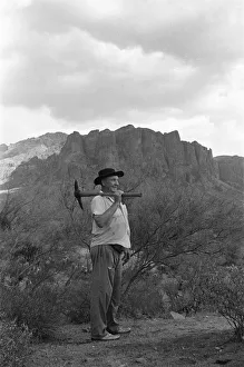 00671 Prints: Doc Rosecrans a gold prospector on Superstition mountain, Apache Junction, Arizona