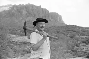 00671 Prints: Doc Rosecrans a gold prospector on Superstition mountain, Apache Junction, Arizona