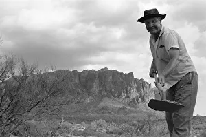 00671 Prints: Doc Rosecrans a gold prospector on Superstition mountain, Apache Junction, Arizona