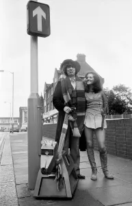 00382 Prints: Doctor Who, actor Tom Baker - the 4th Doctor - pictured with assistant Leela played by