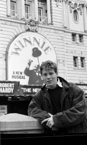 Dominic Walters stood outside Victoria Palace Theatre, Great-Grandson of Sir Winston