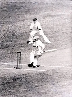 00273 Prints: Don Bradman, Cricketer, Batsman Bradman tries to hit Bowes
