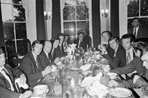 Dinner Table Prints: Don Revie heads the table as the Leeds United team have a celebratorial meal at their