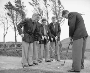 Blazers Prints: Don Revie, Joe Haynes, Paul Roy and the other team members of Manchester City relax on a