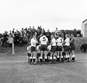 The double winning Tottenham Hotspur Football Club line up for photographers at Cheshunt