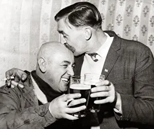 Anglers Prints: Doug Holberry and Len Phillips - November 1968 celebrate with a couple of pints of