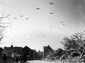 Dakota Prints: Douglas C47 Dakotas of No. 46 Group fly in formation over Wavre, Belgium