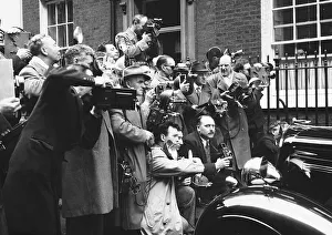 Photographers Prints: Downing street photographers taking pictures in front of limousine car
