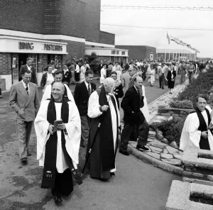 Dr. Cyril Garbett, the Archbishop of York visiting Butlins Holiday Camp, Filey