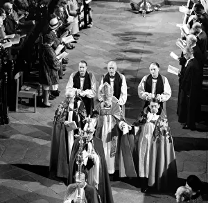 Cassock Prints: Dr Donald Coggan seen here during the ceremony to appoint him as Archbishop of Canterbury