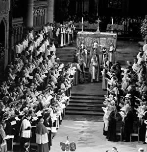 Cassock Prints: Dr Donald Coggan seen here during the ceremony to appoint him as Archbishop of Canterbury