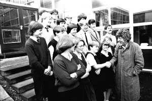 Shaking Hands Prints: Former Dr Who actor Tom Baker at Heathfield Senior High School on 23rd November 1982
