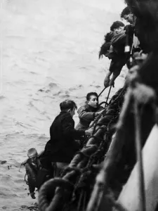 This dramatic picture, taken on board the British destroyer Beagle