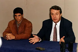Drew Docherty boxer and Tommy Gilmour boxing promoter at press conference