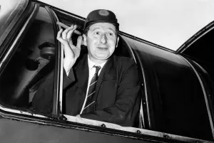 00375 Prints: Driver Mr. Fred Hart gives the thumbs up after his record breaking trip