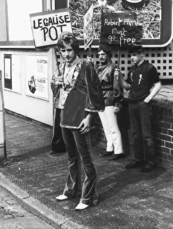 Drugs Robert Plant pop singer with some of his followers after he appeared in court