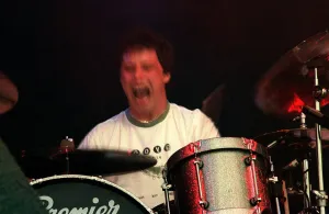 00104 Prints: Drummer of the Stereophonics at T in the Park mouth open mid song Jull 1999