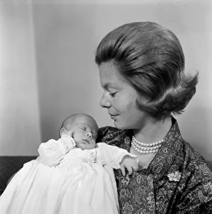01168 Prints: The Duchess of Kent with her baby son, the Earl of St Andrews at her home Coppins in Iver