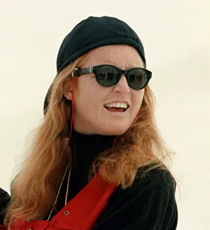 Fergie Prints: The Duchess of York Sarah Ferguson waits for the ski lift in the Swiss resort of Verbier