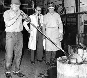 Duggie Davidson, a glass blower for 23 years at his skilled work in March 1965