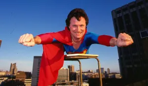 Duggie Small comedian December 1986 as Superman A©mirrorpix