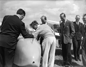 The Duke of Edinburgh at Nympsfield, headquarters of the Bristol Gliding Club