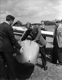 The Duke of Edinburgh at Nympsfield, headquarters of the Bristol Gliding Club