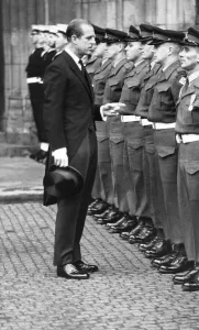 DUKE OF EDINBURGH, PRINCE PHILIP ARCHIVE - Duke of Edinburgh talking with soldiers