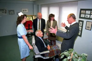 01415 Prints: The Duke of Edinburgh, Prince Philip with Cartoonist Carl Giles at exhibition of