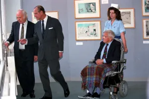 01415 Prints: The Duke of Edinburgh, Prince Philip with Cartoonist Carl Giles at exhibition of