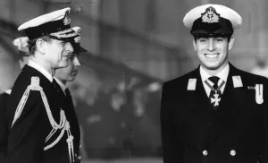 The Duke of Edinburgh. Prince Philip presents the Louis Newmark trophy to his son