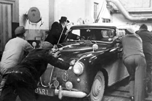 The Duke of Edinburgh. Prince Phillips Aston Martin Lagonda breaks down in Germany