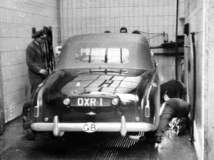 The Duke of Edinburgh. Prince Phillips Aston Martin Lagonda breaks down in Germany