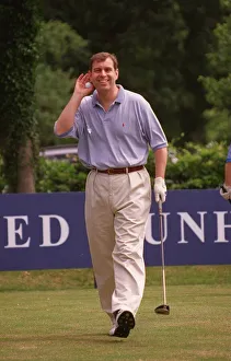 00128 Prints: Duke Of York playing golf at Wentworth in June 1998 Prince Andrew at the Dunhill