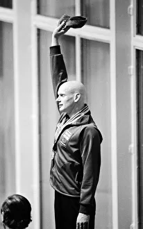 Duncan Goodhew swimmer takes part in medal ceremony after winning gold medal in Men