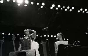 00329 Collection: Duran Duran Performing on stage during a concert at Villa Park