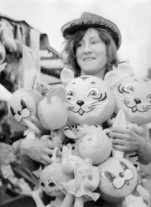 Durham Miners Gala - 14 year old Carol Young with her display of dolls