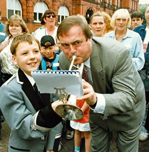 Durham Miners Gala - John Prescott tries Keith Grahams Trumpet