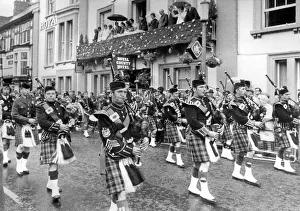 Durham Miners Gala - A pipe band leading the Houghton Lodge during the march