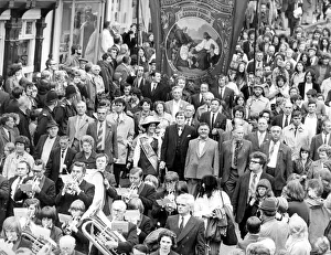 Durham Miners Gala - Seaham Collierys lodge banner is paraded through the streets of