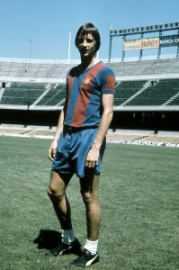 Holland Prints: Dutch Barcelona footballer Johan Cruyff poses at the Nou Camp stadium October 1973