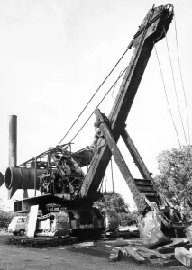 Digger Prints: Dwarfed by the bucket at this giarnt 100 ton steam powered excavator is 14 year old