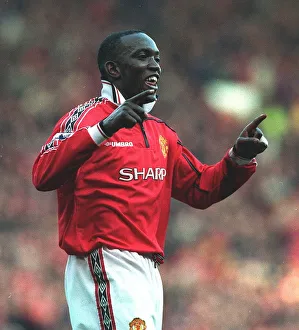 Dwight Yorke Prints: Dwight Yorke celebrating after Manchester United Feb 1999 had beaten Southampton