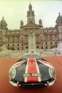 E Type Jaguar car September 1999 Union Jack design George Square Glasgow
