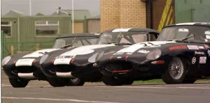 Jaguar Prints: E-TYPE JAGUAR FEATURE AUGUST 1997 E TYPES LINED UP TO RACE