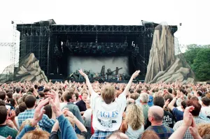 The Eagles performing live at the McAlpine Stadium in Huddersfield. 10th July 1996