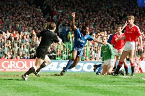 00246 Prints: Earl Barret. FA Cup. Manchester United 3 v Oldham Athletic 3. 8th April 1990